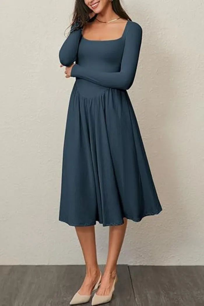 Women's Solid Color Long Sleeve Bottoming Dress