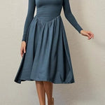 Women's Solid Color Long Sleeve Bottoming Dress