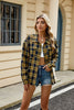Wool Striped Long Sleeve Style Shirt Coat Women