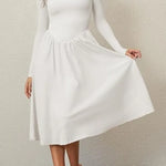 Women's Solid Color Long Sleeve Bottoming Dress