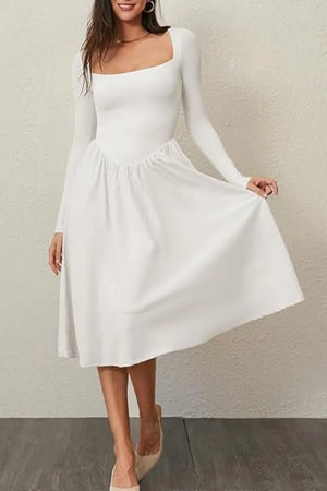Women's Solid Color Long Sleeve Bottoming Dress